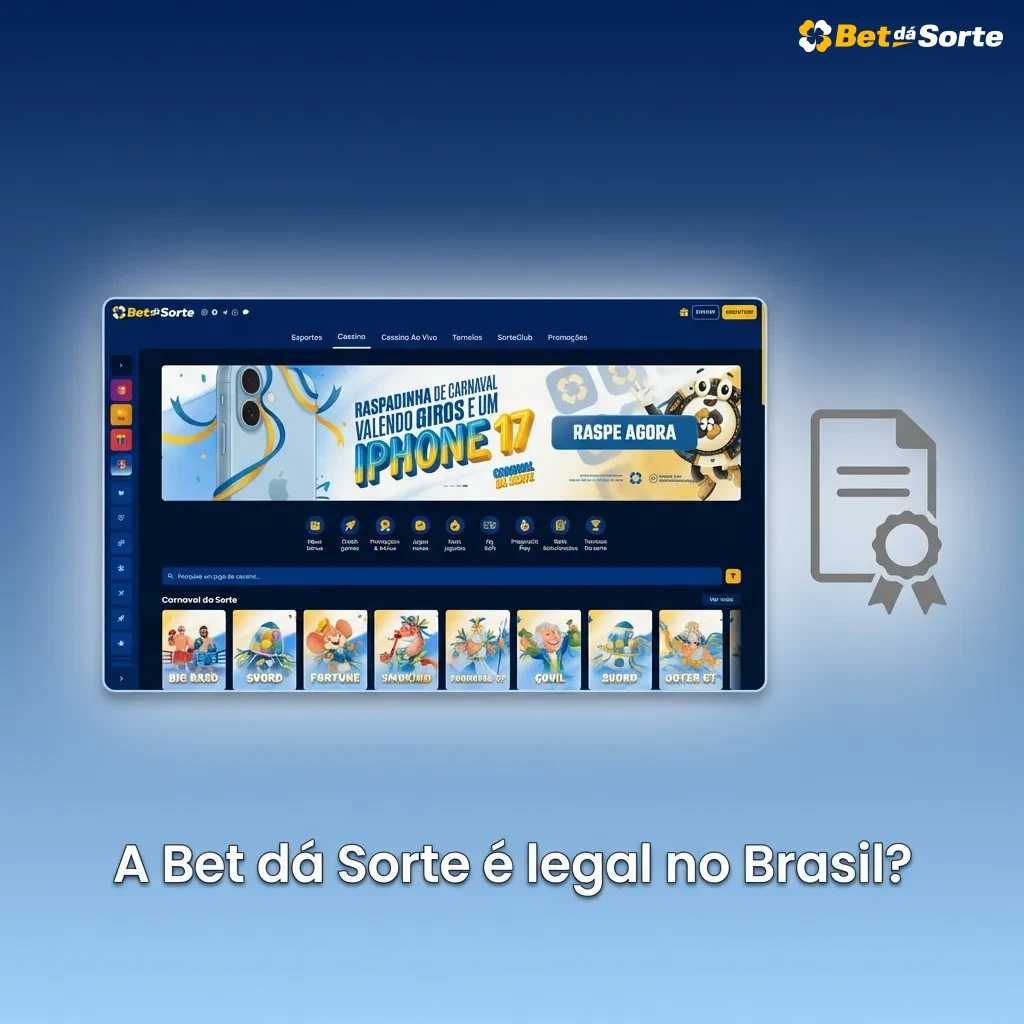 Tela do site Bet dá Sorte em português, destacando aviso de licença internacional de Curaçao e apostas online para brasileiros