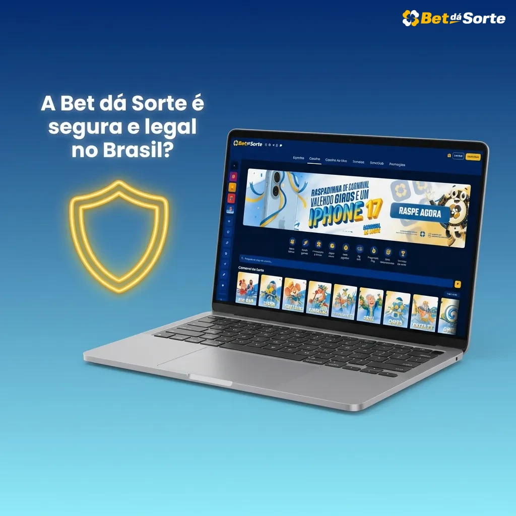 Tela do site Bet dá Sorte em português destacando segurança, licença internacional e práticas de jogo responsável no Brasil