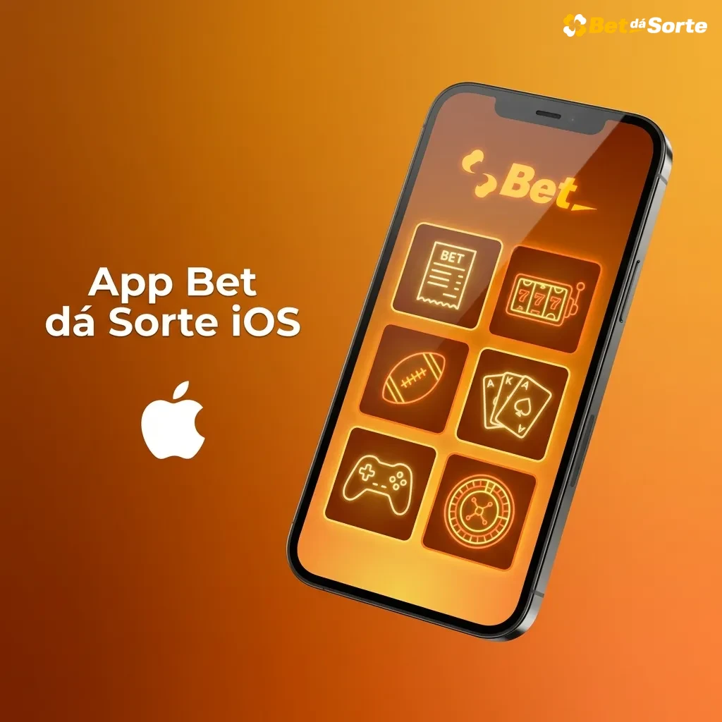 Tela do app Bet dá Sorte em iPhone mostrando apostas esportivas, cassino online, opções Pix e suporte no iOS.