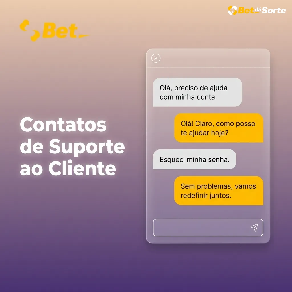 Tela da Bet dá Sorte exibindo opções de suporte: e-mail, chat ao vivo, formulário, WhatsApp e FAQ em português.