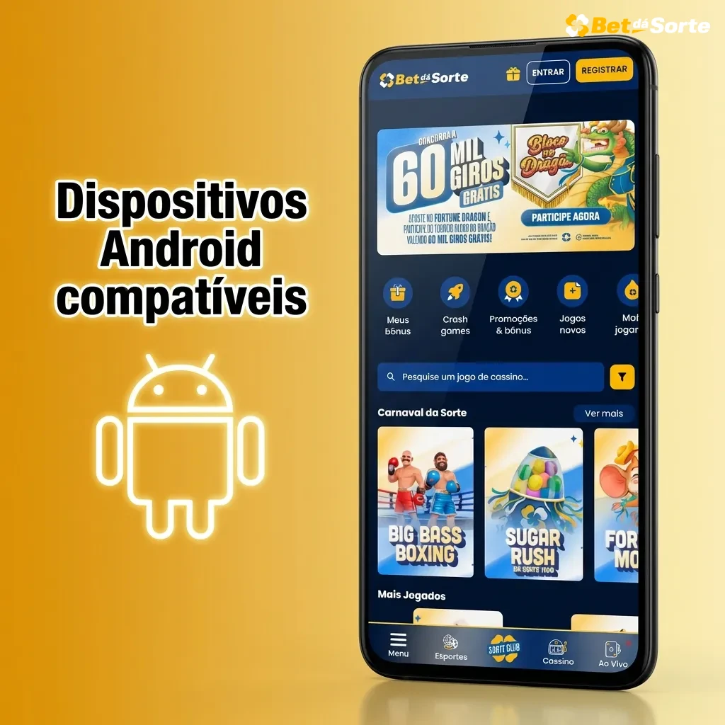 Lista de smartphones Android populares no Brasil compatíveis com o app Bet dá Sorte em tela de catálogo