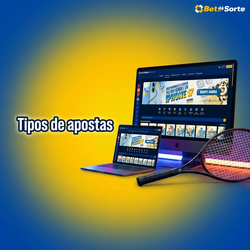 Ilustração mostrando três tipos de apostas: simples, múltipla e sistema, com ícones e setas indicando risco e retorno.