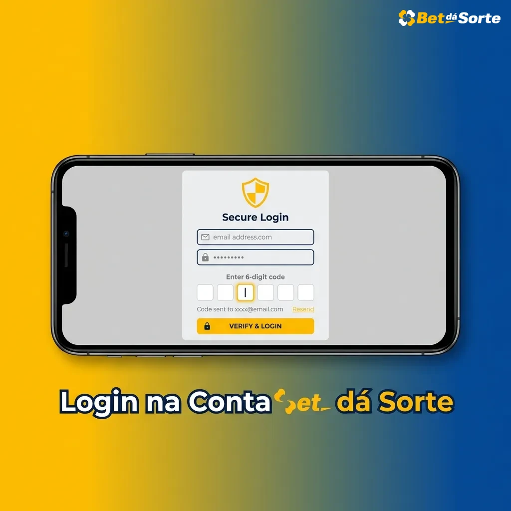 Tela de login Bet dá Sorte em site e app, com campos de e-mail, senha e botão Entrar para acessar apostas e bônus