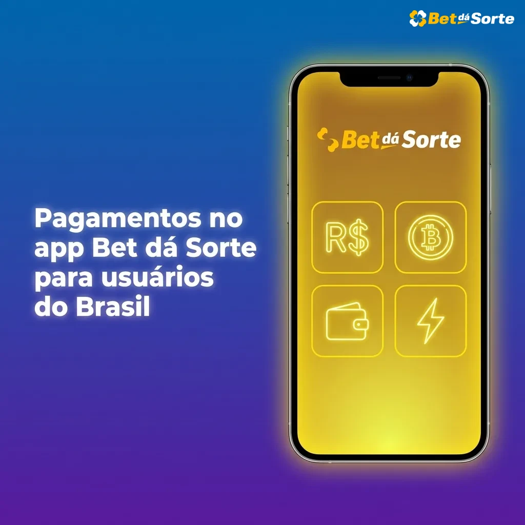 Tela do app Bet dá Sorte exibindo opções de depósito e saque via Pix para usuários do Brasil